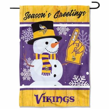 Imagem de Minnesota Vikings Holiday Winter Snow Garden Flag Double Sided Banner