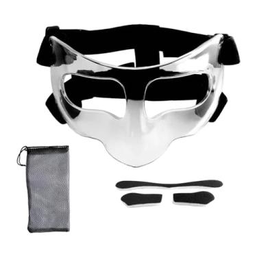 Imagem de Aymzbd Protetor nasal para nariz quebrado, máscara facial de basquete com acolchoamento de espuma, protetor facial para adolescentes, Preto Claro