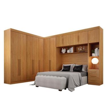 Imagem de Quarto De Casal Modulado 12 Portas Orion Cinamomo – Leifer Móveis