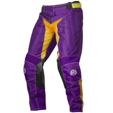 Imagem de Calça Motocross Trilha Enduro Etceter Fuse 2022, ROXO - AMARELO, 46