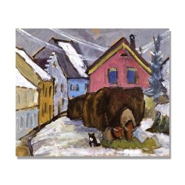 Imagem de NHLDZYH Quadros de pinturas famosas. (Cargas de palha) de Gabriele Münter. Impressão em tela. Quadros decoração de parede 60 x 72 cm apenas tela