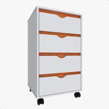 Imagem de Gaveteiro MDF para Escritório 4 Gavetas Movlar - Mod.0701, Branco/Natu