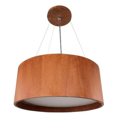 Imagem de Luminária de Teto Pendente Redondo de Madeira Grande 70 cm Cor Mel Para Sala, Quarto, Cozinha