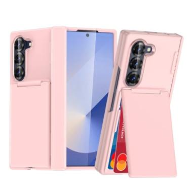 Imagem de HAOMRIYL Capa para Samsung Galaxy Z Fold 7, capa invisível com suporte para cartão dobradiça à prova de choque, capa rígida protetora para PC, rosa, dobra 7