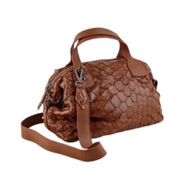 Imagem de Bolsa Celine em Couro Legítimo de Pirarucu Sustentável, Tamanho Único – Marca Sool (Caramelo)