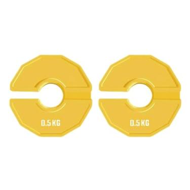 Imagem de Zxpjkyu Conjunto de 2 Anilhas de Peso para Halteres Padrão Acessórios Compactos para Academia, Amarelo, 124mm