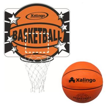 Imagem de Kit Tabela de Basquete Infantil em MDF Xalingo com Bola de Basquete La