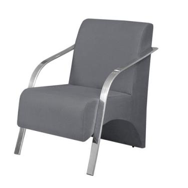 Imagem de Poltrona Vênus 1 Lugar Braço Alumínio D Salla Suede, Cinza