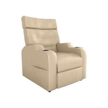 Imagem de Poltrona Do Papai Reclinável Premium Com Porta Copos E Porta Controle Toro Matrix Sintetico Bege