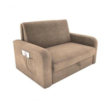 Imagem de Sofá Cama 2 Lugares Compacto Com Baú 145 Larg Daiane Matrix Suede Bege