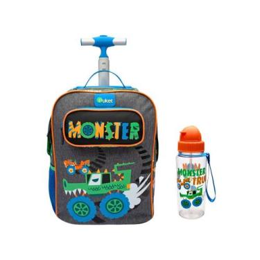 Imagem de Kit Mochila Pequena com Rodinha e Garrafa Monster Truck Puket