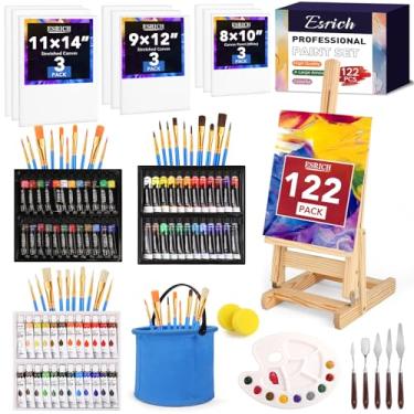 Imagem de Conjunto de pintura profissional de 122 peças, kit de materiais de pintura de arte, kit de pintura em tela com cavalete de madeira de mesa, 72 cores (conjunto de tinta acrílica, aquarela, óleo