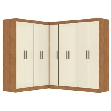 Imagem de Quarto Modulado de Canto Madrid com 9 Portas Madeirado/Off White