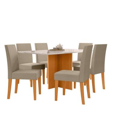 Imagem de Sala de Jantar Helo 160 Tampo Chanf C/V 6L Cadeiras Jade Poliman Móveis