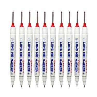 Imagem de MotiveTech 10 Marcadores de de Ponta Longa, Tinta de 20 Mm/0,79 Pol., à Prova D'água, para Loja de Ferragens, Vermelho