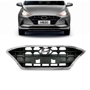 Imagem de Grade Hyundai Hb20 2021 2022 Moldura Friso Cromado