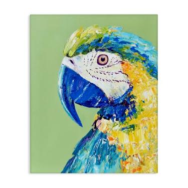 Imagem de Stupell Industries Arte de parede Papagaio Arara em tela verde, design por Jennifer Seeley, 76 x 61 cm