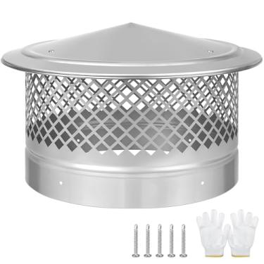 Imagem de Tampa de chaminé de 30,5 cm, tampa de chaminé superior de cone com tela, protetor de cobertura de tubo de fogão de madeira de chuva de telhado, capa de exaustão de lareira para tubo de fogão externo