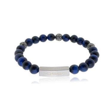 Imagem de Bracelete Rosso Shambala Olho De Tigre 8Mm Azul Bolinhas