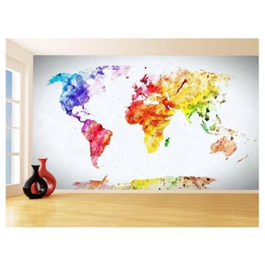 Imagem de Papel De Parede Mapa Mundi Arte Colorido Cores 3,5M Nmu95