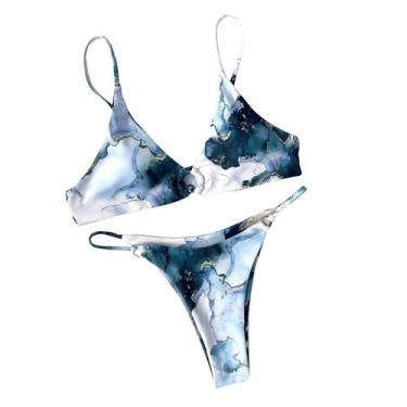 Imagem de Biquíni feminino sexy dividido duas peças gradiente cor combinando pra