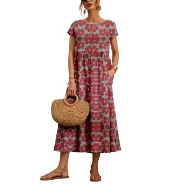Imagem de Vestido WROLEM, casual de verão, de algodão com bolsos, feminino, 2024