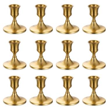 Imagem de Conjunto de castiçais de metal dourado Sziqiqi de 12, 7 cm de altura