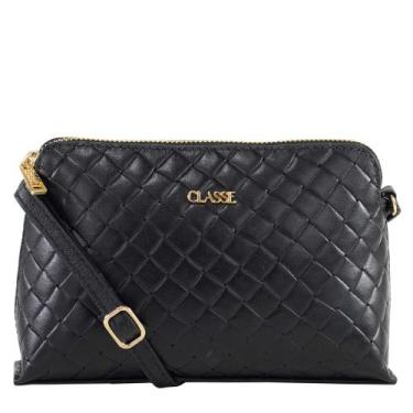 Imagem de Bolsa Feminina Pequena Classe Couro Crossbody Transversal, Preto com t