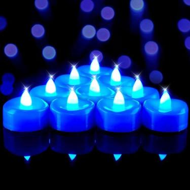 Imagem de Luzes de chá LED BEICHI Flameless Candles, pacote com 50 unidades, azu