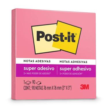 Imagem de Bloco de notas Post it rosa tropical 76x76mm 90 fls 3M