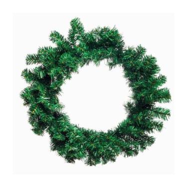 Imagem de Guirlanda Natal Verde Pinheiro Tradicional Enfeite Porta 50cm Crua Sem