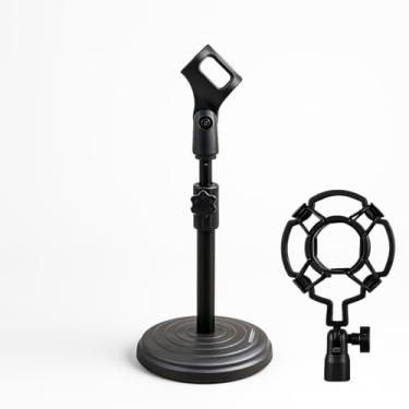 Imagem de Suporte Pedestal para Microfone Shock Mount Aranha de Estúdio base almofadada forrada, estrutura macia com espuma, braço articulado anti-vibração
