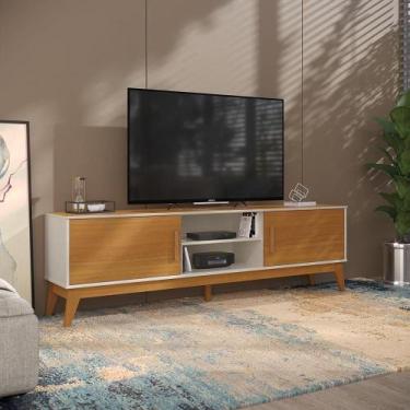 Imagem de Rack 65 Polegadas 2 Portas E Puxador De Madeira Colorado - Off White E