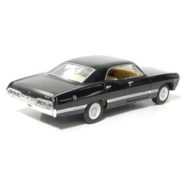 Imagem de Miniatura Chevro let Impala 1967, Carro de Coleção em Metal Preto, Portas que Abrem, 8cm x 2cm x 3.5cm, Detalhes Realistas, Brinquedo com Fricção, 91g - ShopLider
