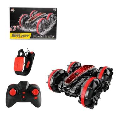 Imagem de Stunt Car Anfíbio de Controle Remoto, Preto e Vermelho, À Prova D'água, com Luzes LED, Bateria AA, para Crianças 3+ Anos, Escala 1:12, 3 Peças