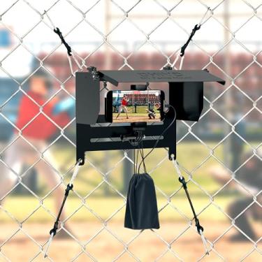 Imagem de OHIYO Suporte de cerca de celular com sombra para cerca de beisebol, kit de montagem de trocador de jogos compatível com iPhone, GoPro, Mevo, câmeras de ação, para gravação de futebol, softbol, rúgbi