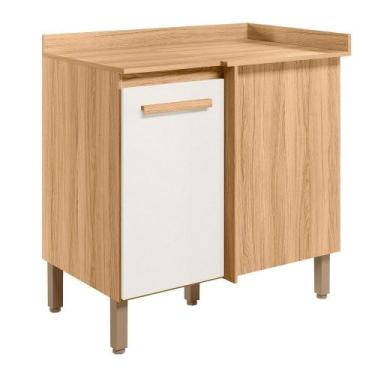 Imagem de Balcao Canto Reto 89 Cm Com Tampo 16990 Freijo Off White Cristal Nicio