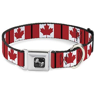 Imagem de Buckle-Down Coleira para cachorro com fivela de cinto de segurança - Bandeiras do Canadá - 2,5 cm de largura - Serve em pescoço de 38,1 a 66,0 cm - Grande