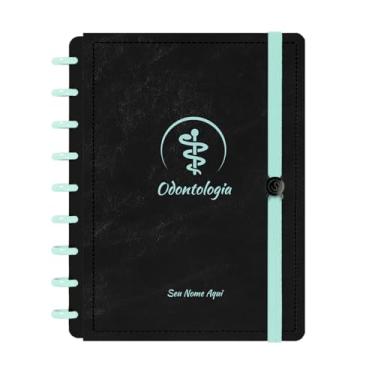 Imagem de Caderno De Disco Iscool Inteligente Personalizado 80 Folhas Profissões Preto Verde Oceano Odontologia Médio M