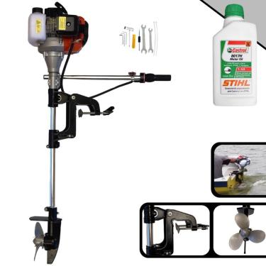 Imagem de Motor De Popa Completo à Gasolina 52cc 7.500rpm + Óleo Stihl