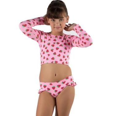 Imagem de Biquíni Cropped Manga Longa Infantil Vekyo Confortavel Básica Piscina 