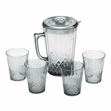 Imagem de Conjunto Jarra com 4 Copos Acrílico 2L – Sofisticação e Praticidade para Água, Sucos, Chás e Refrigerantes