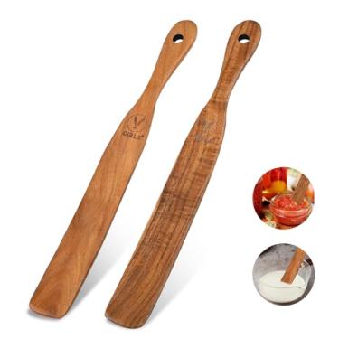 Imagem de 【2 peças de 28 polegadas】Spurtle skinny para iniciantes de massa fermentada, palito de agitação de massa azeda, espátula de raspagem, ferramenta premium antiaderente de madeira para misturar, raspar