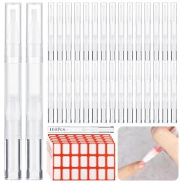 Imagem de Canetas vazias de óleo de unha, recipientes cosméticos para brilho labial, tubos de líquido para crescimento de cílios, 100 canetas de óleo de cutícula vazias de 3 ml com 105 adesivos, canetas
