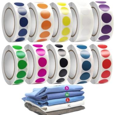 Imagem de 10 rolos de adesivos coloridos de pontos, 10.000 peças de etiquetas redondas de código, etiqueta adesiva redonda, adesivo de ponto circular para impressão ou escrita para organização doméstica