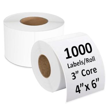 Imagem de Etiquetas de transferência térmica industrial 10 x 6 para envio de código de barras, fita necessária, núcleo de 7,6 cm, 2 rolos/caixa 1000 por rolo, perfurado, compatível com impressoras de