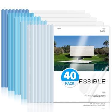 Imagem de WORPSON Pacote com 40, capas de relatório transparentes com barra deslizante para letras e folhas A4 – pastas de apresentação com capacidade para 70 folhas, capas de currículo e fichários de