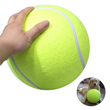 Imagem de HEEPDD Bola de Tênis Gigante, Brinquedo para Mastigar Cachorro Grande de 24 Cm, Brinquedo Inflável para Animais de Estimação para Mastigadores Agressivos, Ao Ar Livre, Praia, Busca, (YELLOW)