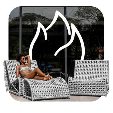 Imagem de Poltrona Summer com Apoio de Pés  Trama Náutica e Estrutura em Alumíni