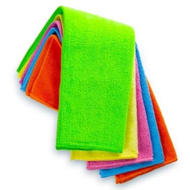 Imagem de Kit 5 Panos de Microfibra Multiuso, Reutilizável, 30x30cm, Limpeza Doméstica